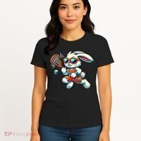 Easter Bunny Playing Lacrosse Cute Lacrosse Players Women's T-Shirt thumb 4