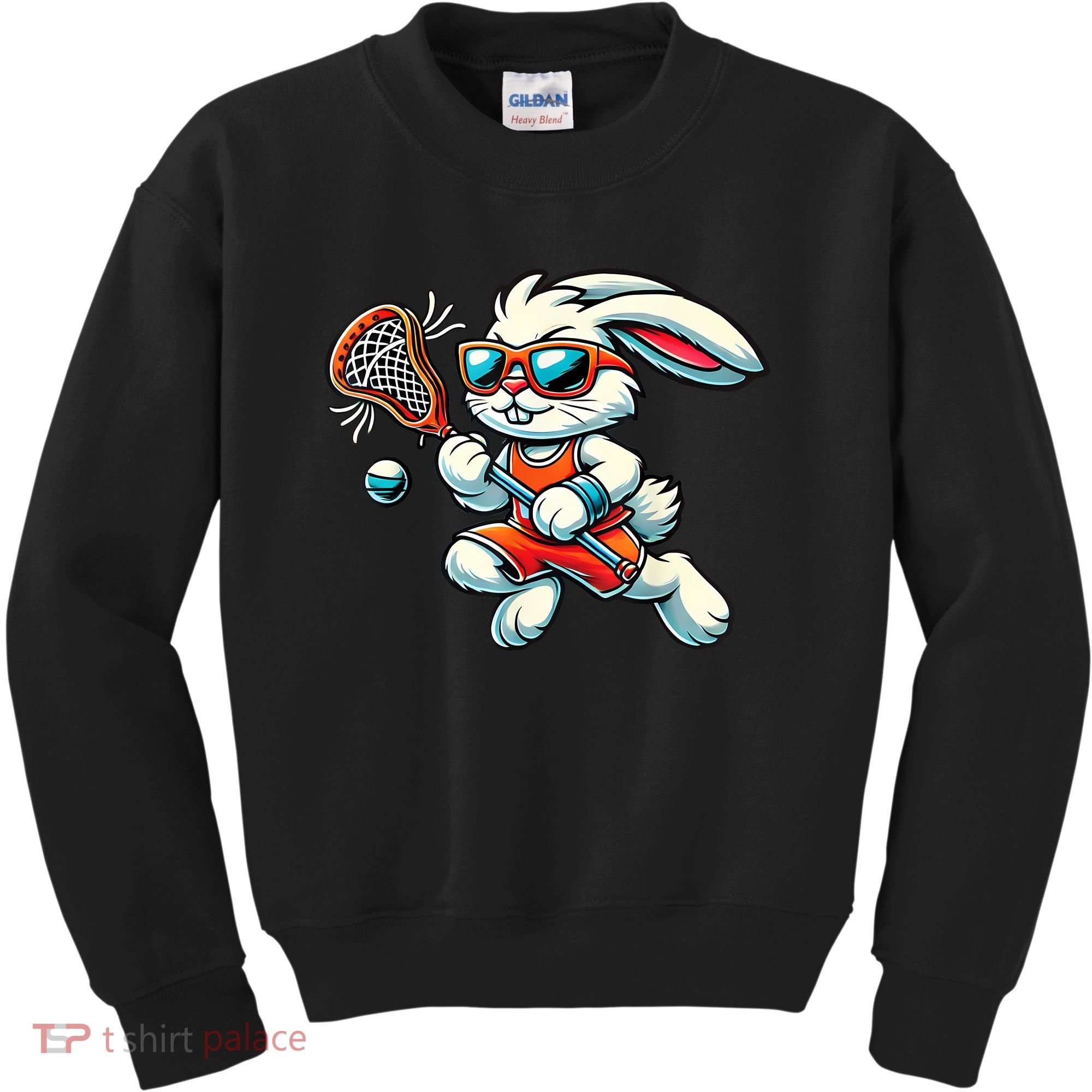 Easter Bunny Playing Lacrosse Cute Lacrosse Players Kids Sweatshirt