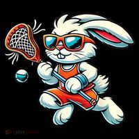 Easter Bunny Playing Lacrosse Cute Lacrosse Players Kids Sweatshirt thumb 2