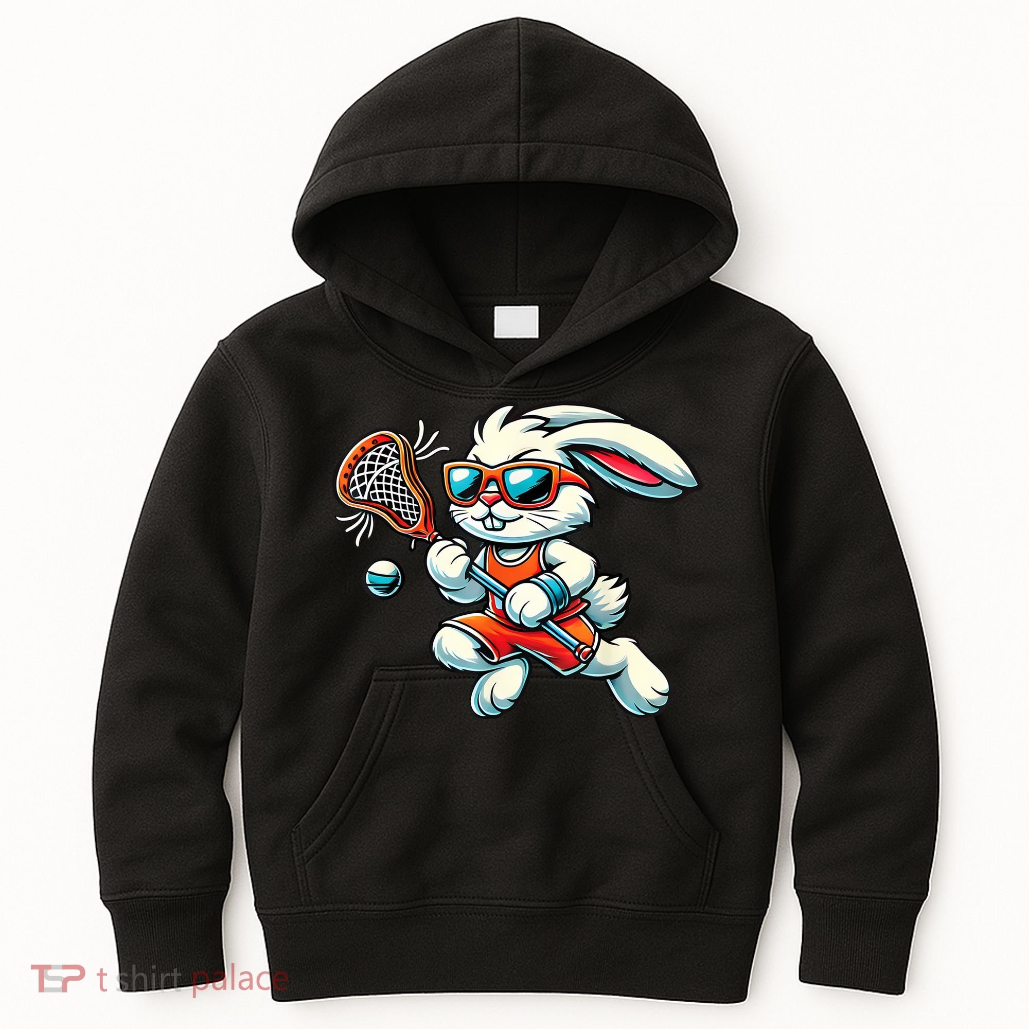 Easter Bunny Playing Lacrosse Cute Lacrosse Players Kids Hoodie