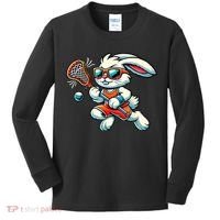 Easter Bunny Playing Lacrosse Cute Lacrosse Players Kids Long Sleeve Shirt thumb 0
