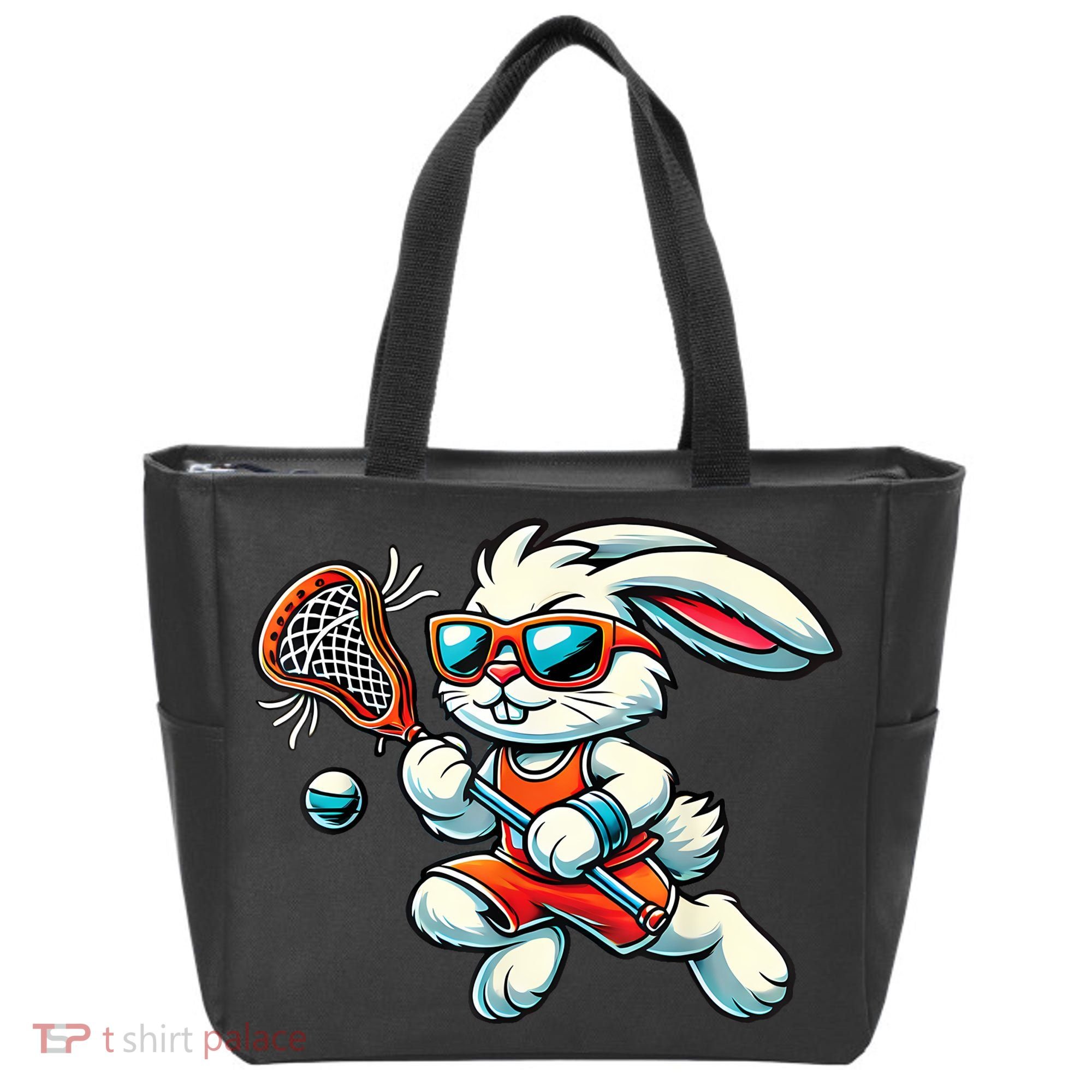 Easter Bunny Playing Lacrosse Cute Lacrosse Players Tote Bag