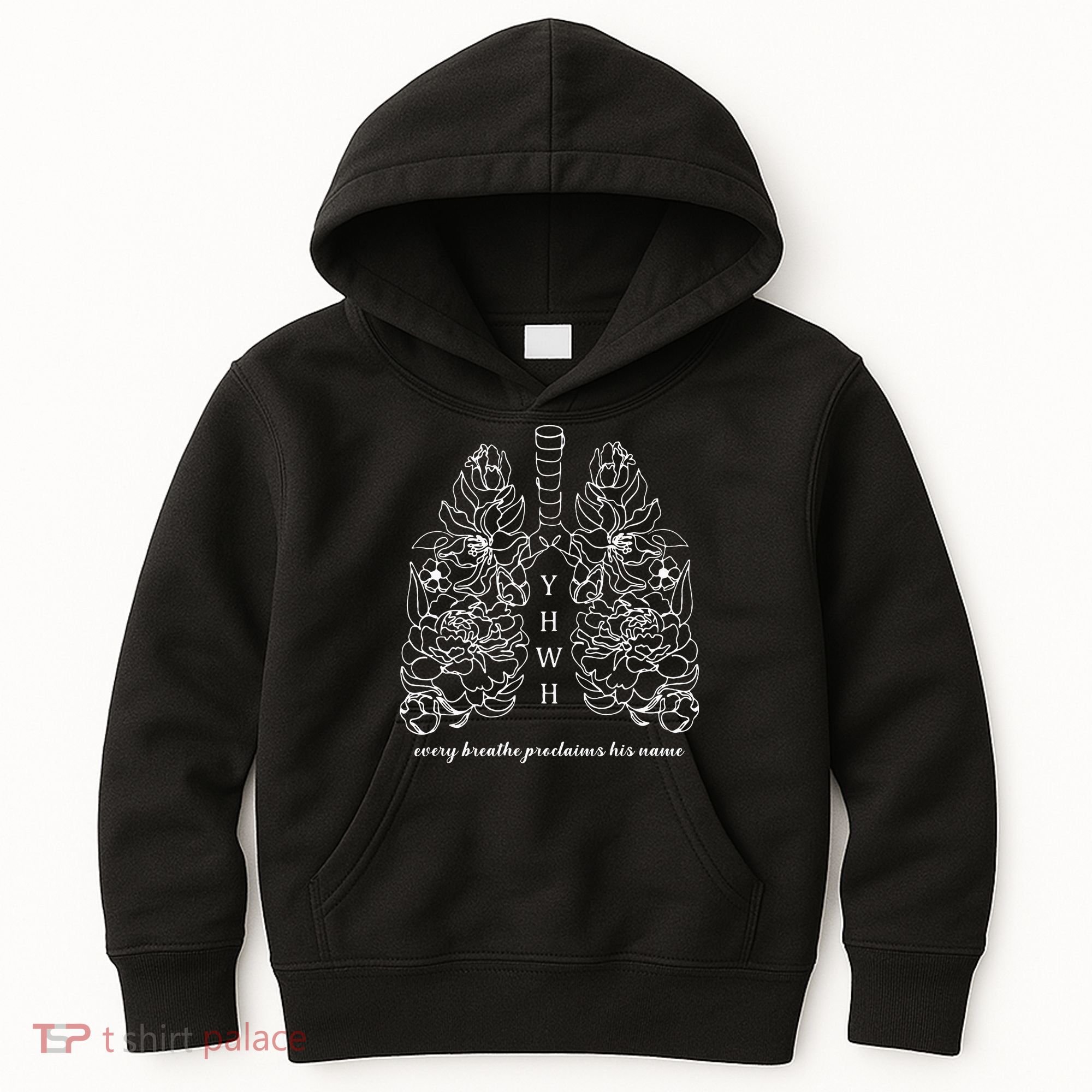 Every Breathe Proclaims His Name Yhwh Floral Lung Kids Hoodie