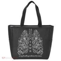 Every Breathe Proclaims His Name Yhwh Floral Lung Tote Bag thumb 0