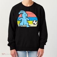 Easter Bunny Playing Soccer Retro Football Women's Sweatshirt thumb 0