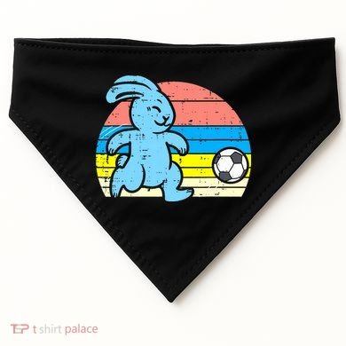 Easter Bunny Playing Soccer Retro Football USA-Made Doggie Bandana