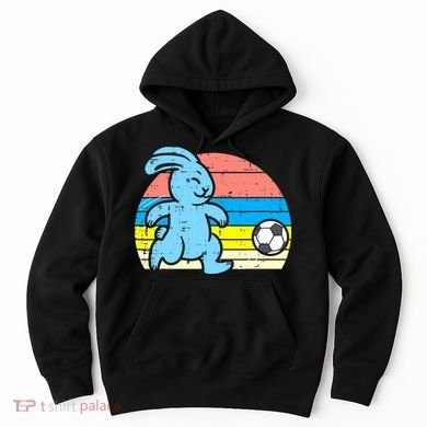 Easter Bunny Playing Soccer Retro Football Hoodie