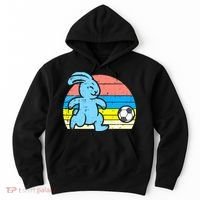 Easter Bunny Playing Soccer Retro Football Hoodie thumb 0