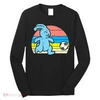 Easter Bunny Playing Soccer Retro Football Long Sleeve Shirt thumb 0
