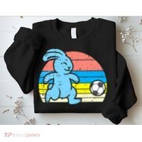 Easter Bunny Playing Soccer Retro Football Sweatshirt thumb 2