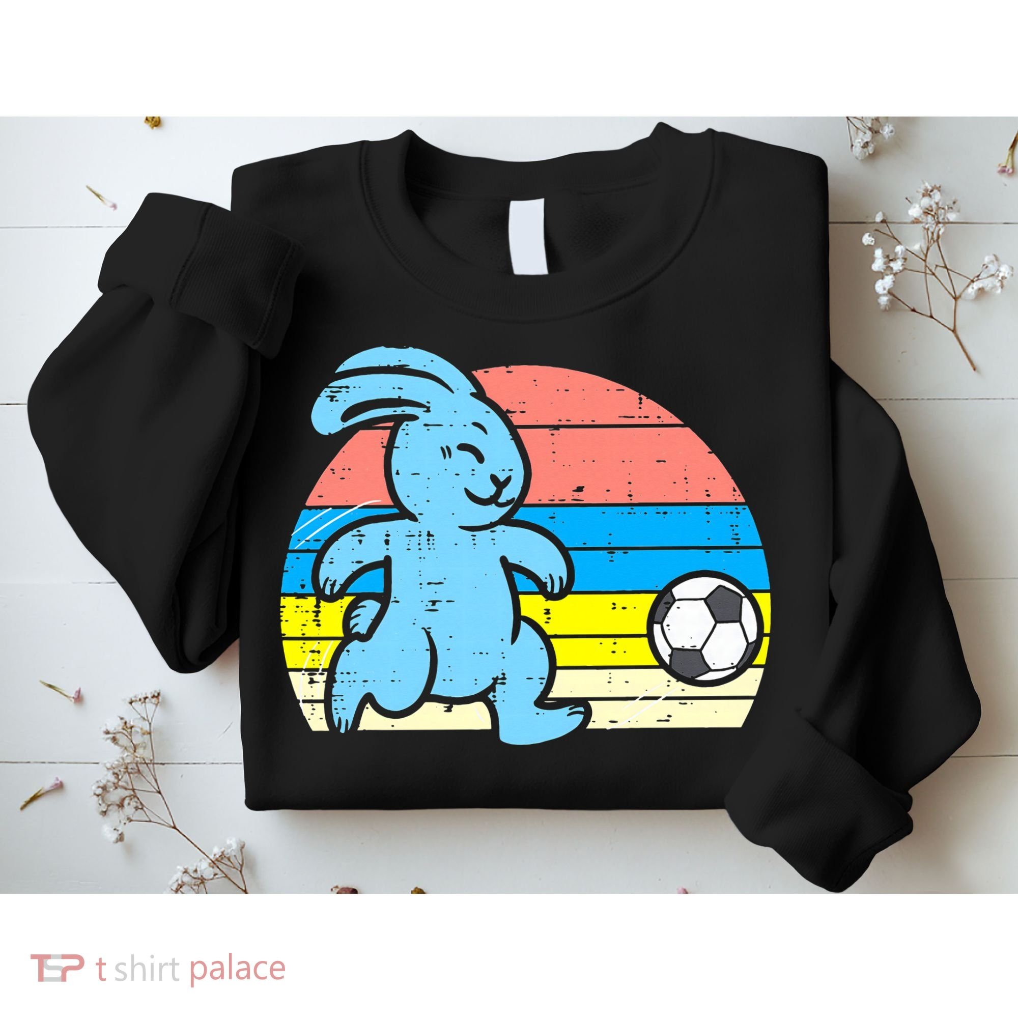 Easter Bunny Playing Soccer Retro Football Sweatshirt