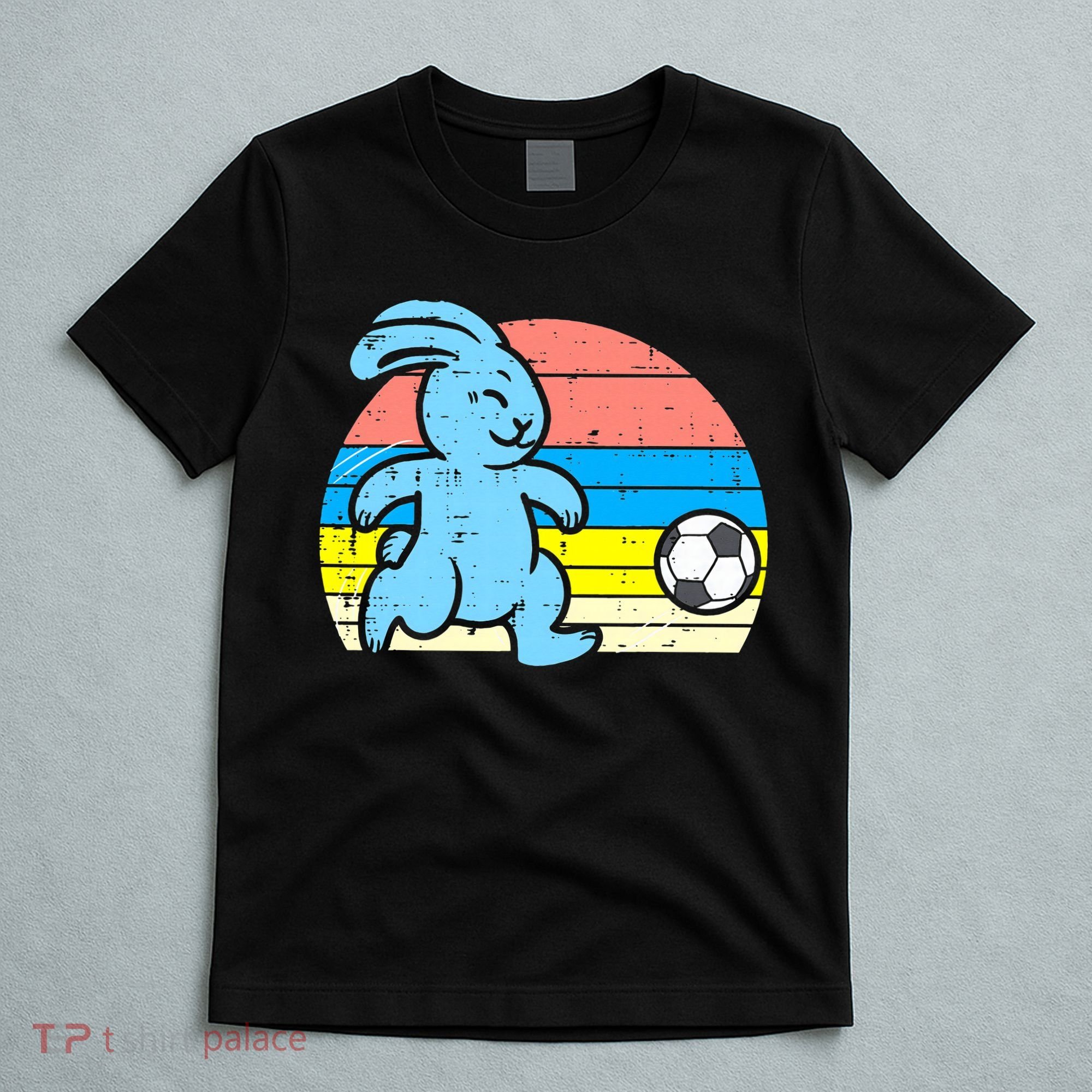 Easter Bunny Playing Soccer Retro Football T-Shirt