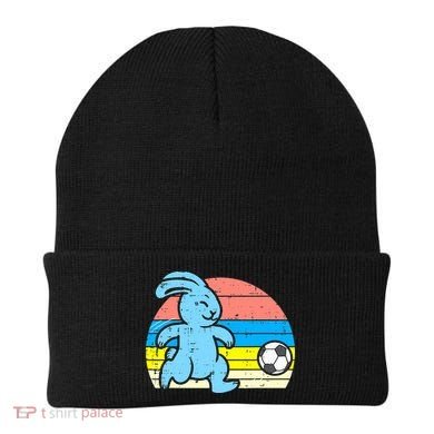 Easter Bunny Playing Soccer Retro Football Beanie
