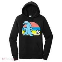 Easter Bunny Playing Soccer Retro Football Women's Hoodie thumb 0