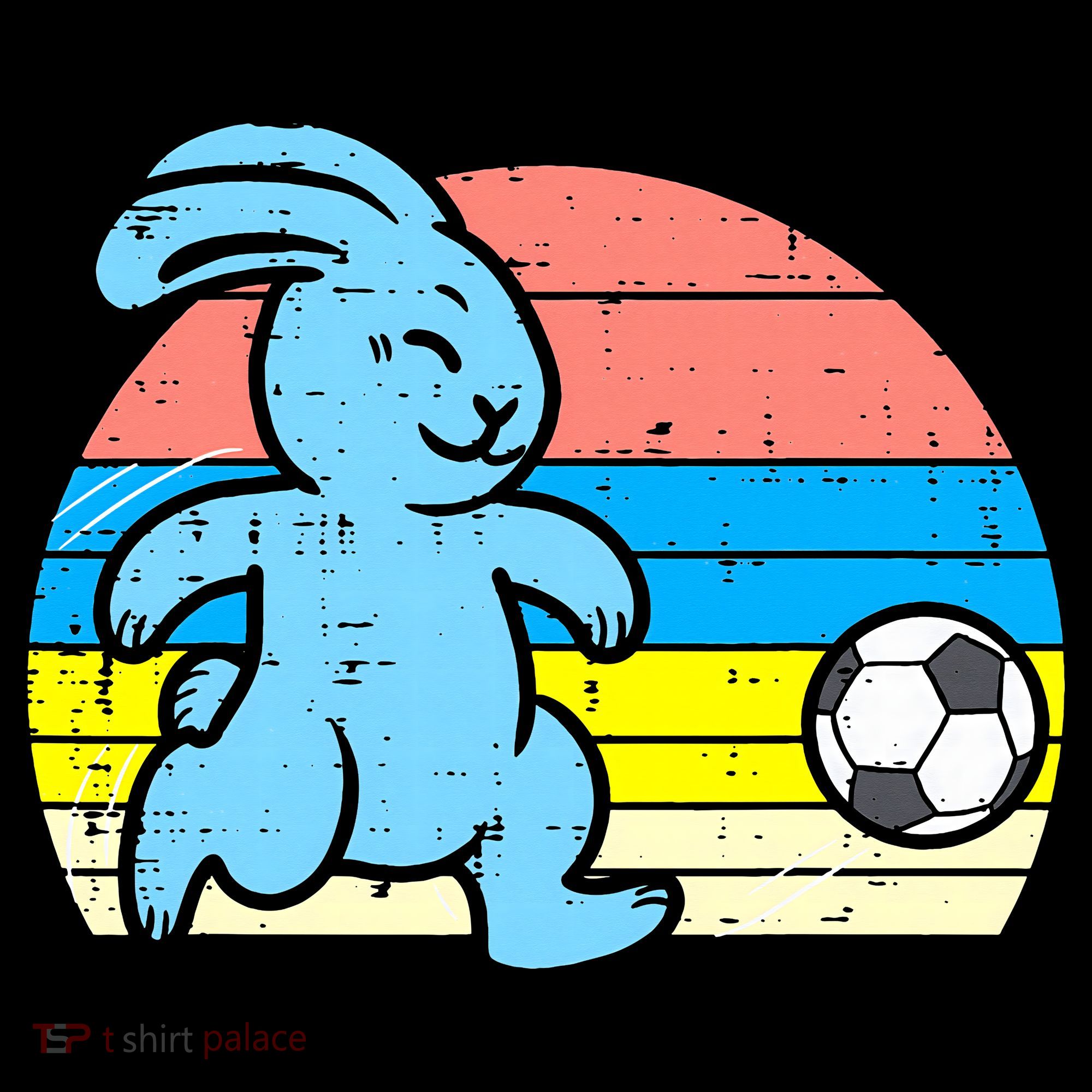 Easter Bunny Playing Soccer Retro Football Women's Hoodie