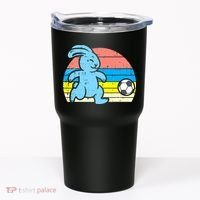 Easter Bunny Playing Soccer Retro Football Tumbler thumb 0