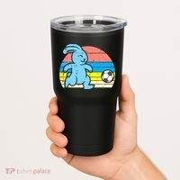Easter Bunny Playing Soccer Retro Football Tumbler thumb 2