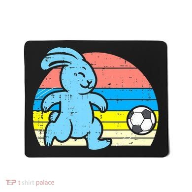 Easter Bunny Playing Soccer Retro Football Mousepad