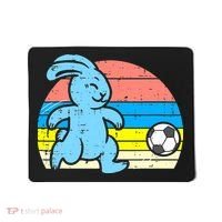 Easter Bunny Playing Soccer Retro Football Mousepad thumb 0