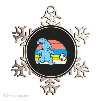 Easter Bunny Playing Soccer Retro Football Ornament