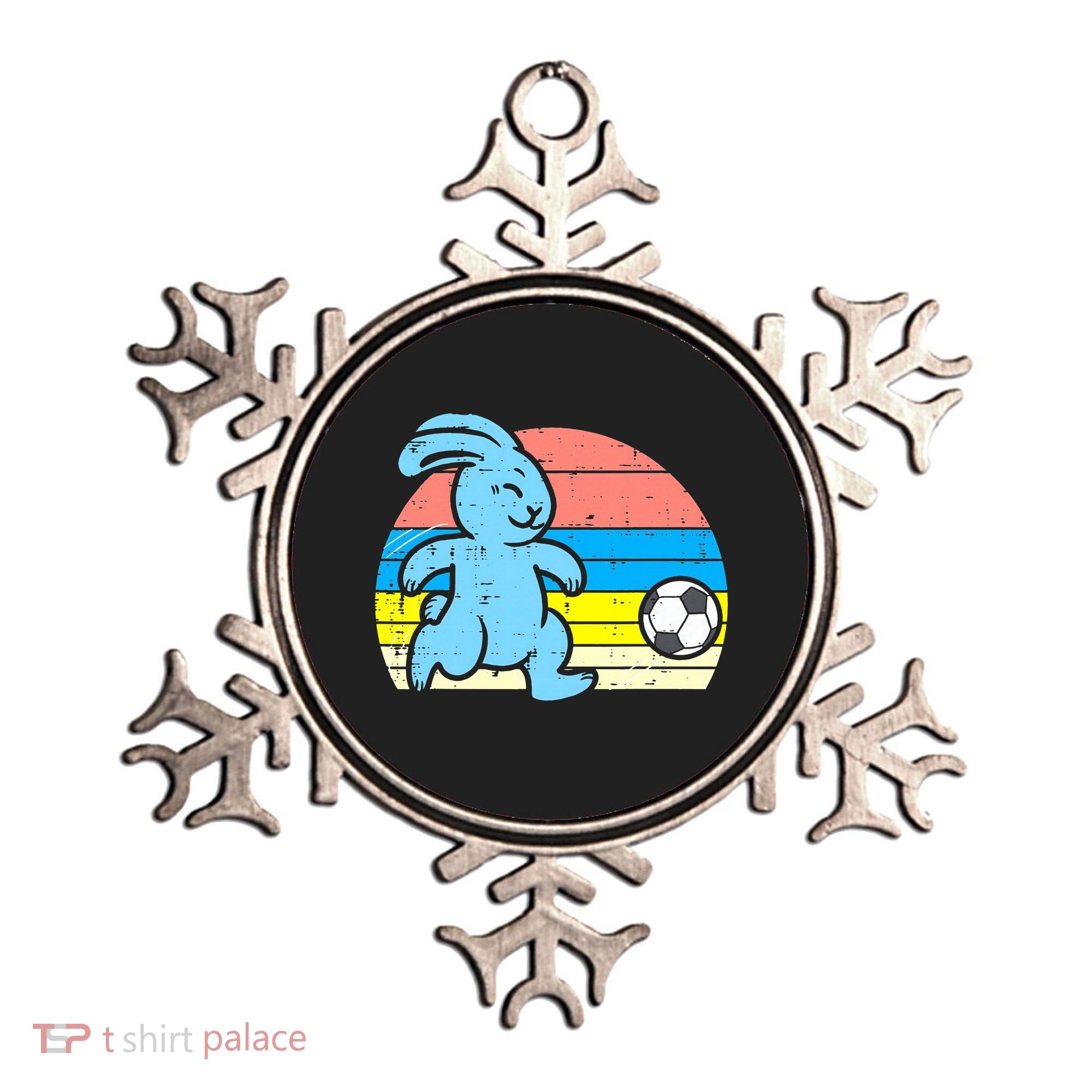 Easter Bunny Playing Soccer Retro Football Ornament