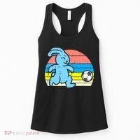 Easter Bunny Playing Soccer Retro Football Women's Tank Top thumb 0