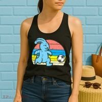 Easter Bunny Playing Soccer Retro Football Women's Tank Top thumb 2