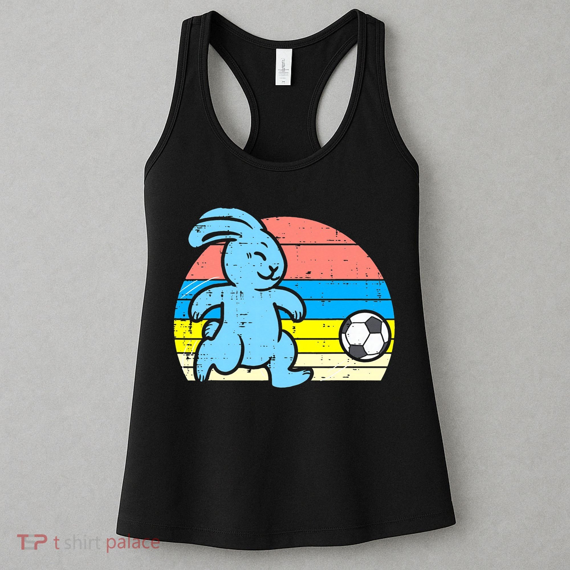 Easter Bunny Playing Soccer Retro Football Women's Tank Top