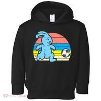 Easter Bunny Playing Soccer Retro Football Toddler Hoodie thumb 0