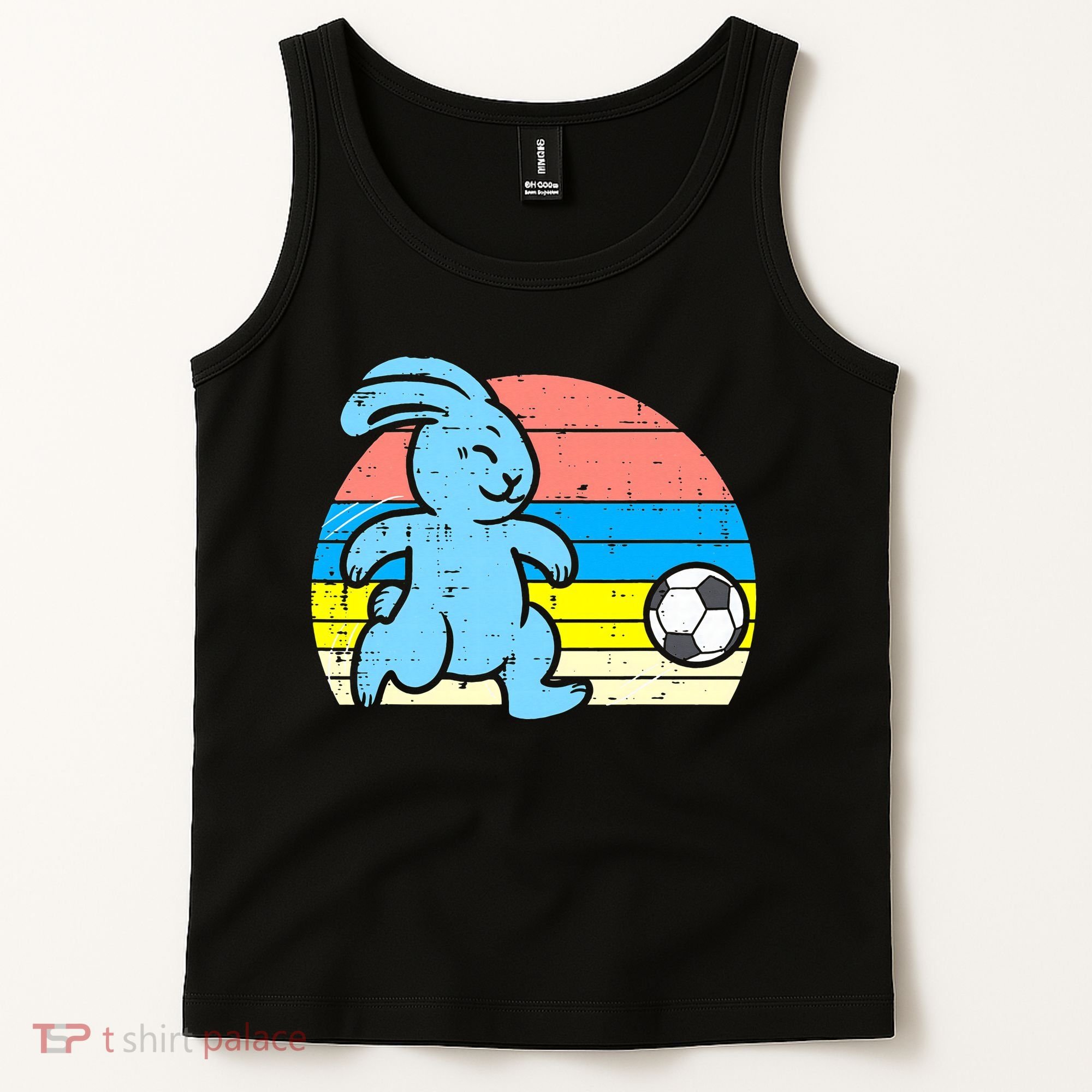 Easter Bunny Playing Soccer Retro Football Tank Top