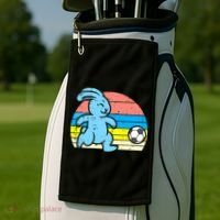 Easter Bunny Playing Soccer Retro Football Golf Towel thumb 2