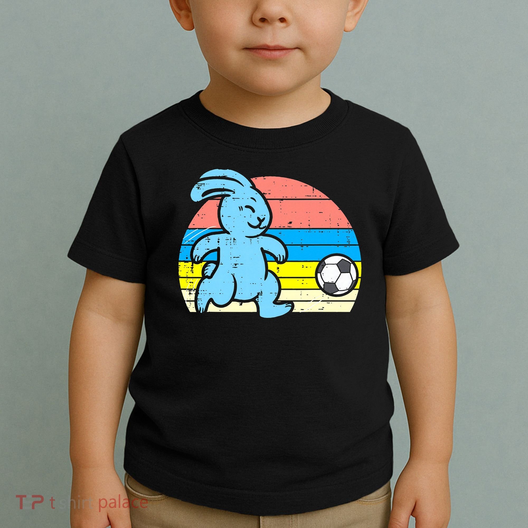 Easter Bunny Playing Soccer Retro Football Toddler T-Shirt