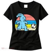 Easter Bunny Playing Soccer Retro Football Women's T-Shirt thumb 0