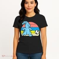 Easter Bunny Playing Soccer Retro Football Women's T-Shirt thumb 4