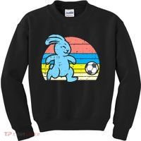 Easter Bunny Playing Soccer Retro Football Kids Sweatshirt thumb 0