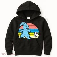 Easter Bunny Playing Soccer Retro Football Kids Hoodie thumb 0