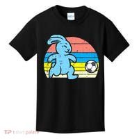 Easter Bunny Playing Soccer Retro Football Kids T-Shirt thumb 0