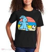 Easter Bunny Playing Soccer Retro Football Kids T-Shirt thumb 2