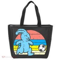 Easter Bunny Playing Soccer Retro Football Tote Bag thumb 0