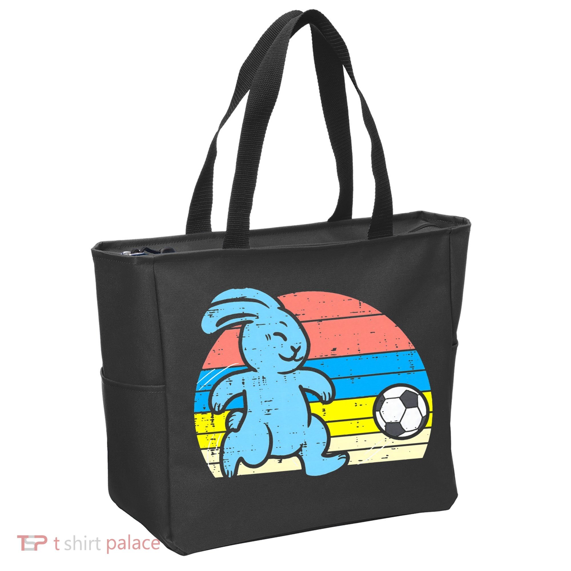 Easter Bunny Playing Soccer Retro Football Tote Bag