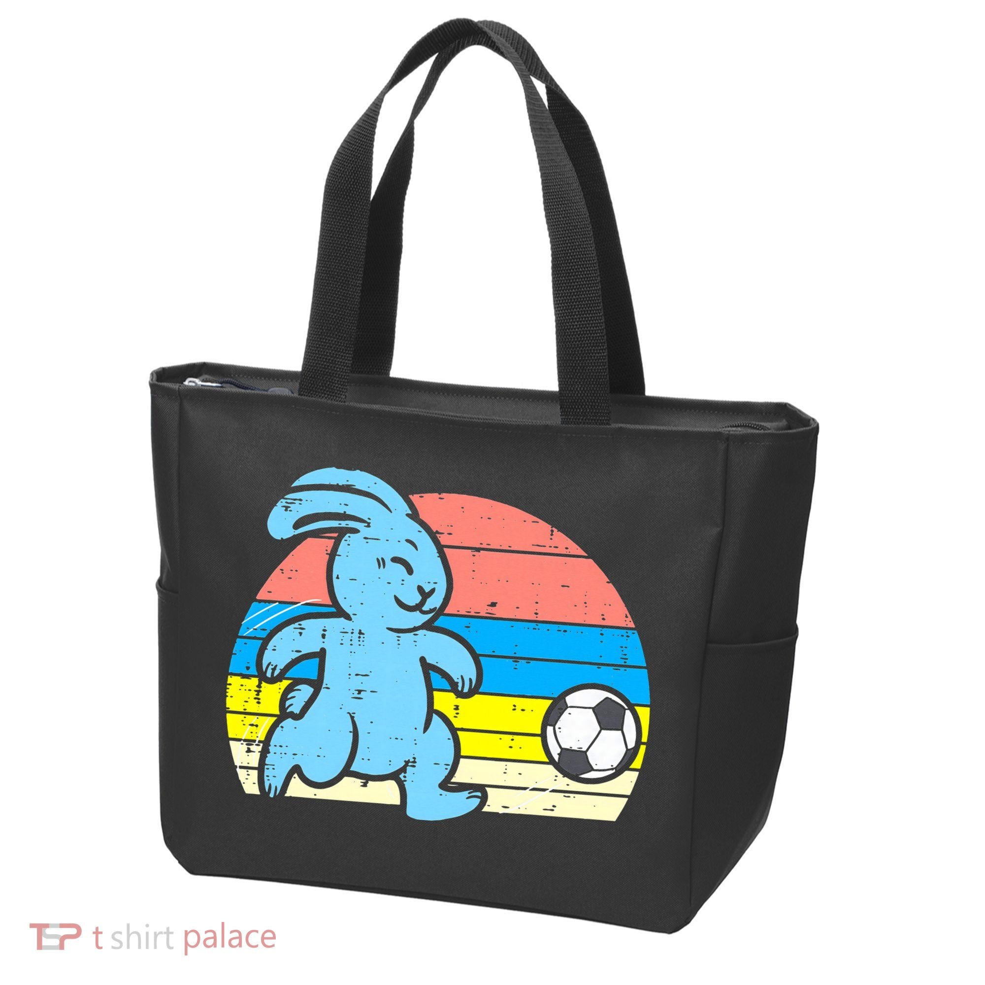 Easter Bunny Playing Soccer Retro Football Tote Bag