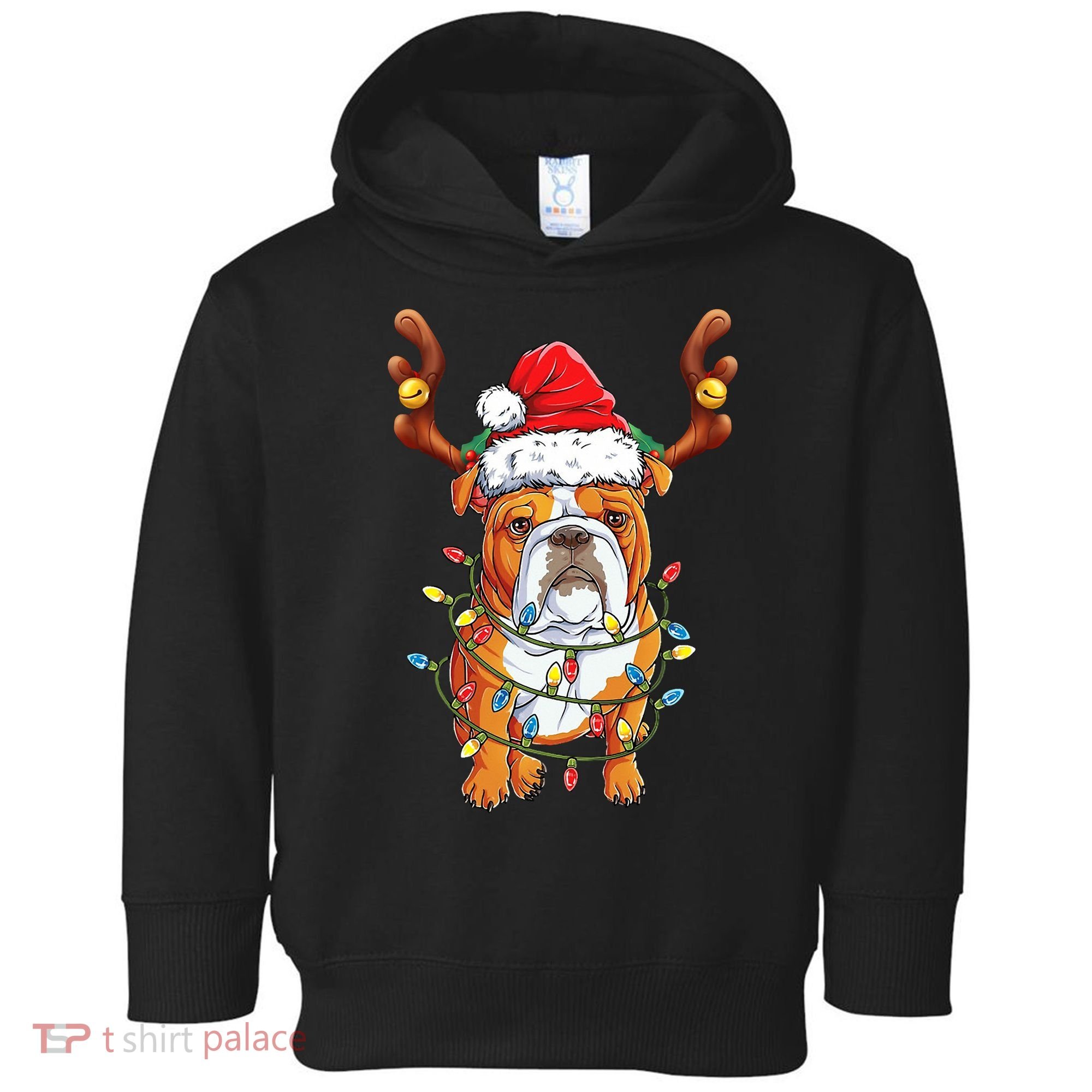 English Bulldog Reindeer Funny Christmas Essential Toddler Hoodie