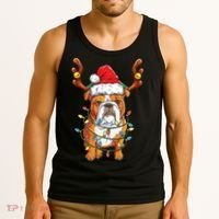 English Bulldog Reindeer Funny Christmas Essential Tank Top thumb 3
