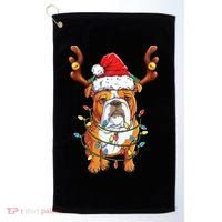 English Bulldog Reindeer Funny Christmas Essential Golf Towel thumb 0