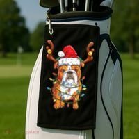 English Bulldog Reindeer Funny Christmas Essential Golf Towel thumb 2