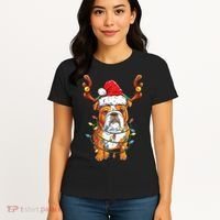 English Bulldog Reindeer Funny Christmas Essential Women's T-Shirt thumb 4