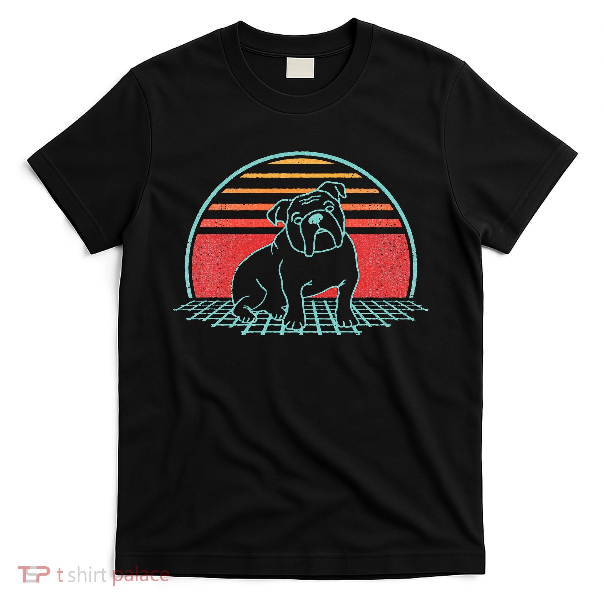 English Bulldog Retro Dog Lover Vintage 80s Style T-Shirt