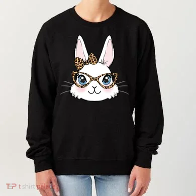 Easter Bunny Rabbit With Leopard Glasses Gift Women's Sweatshirt