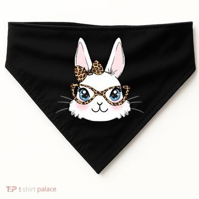 Easter Bunny Rabbit With Leopard Glasses Gift USA-Made Doggie Bandana