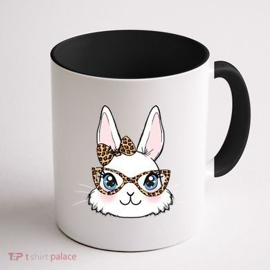 Easter Bunny Rabbit With Leopard Glasses Gift Coffee Mug back
